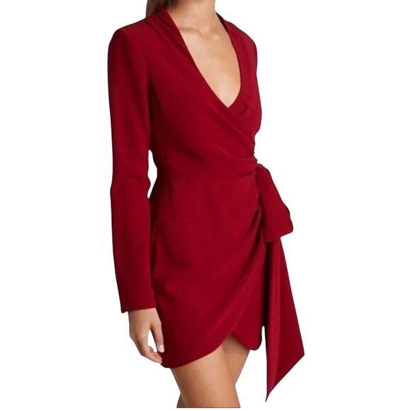 Cinq à Sept Sierra Wrap Minidress in Cranberry NWT - Size 2 - Picture 10 of 10
